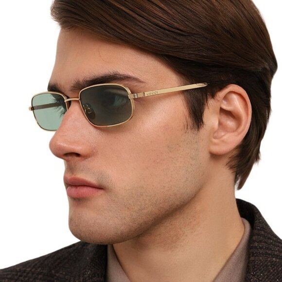 Gucci GG1457S 005 Women BRAND NEW Sunglasses Gold Green Rectangle main image 4